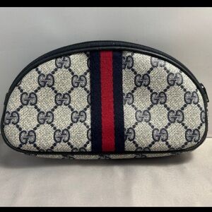 Gucci Monogram Pouch with Red and Blue Accent